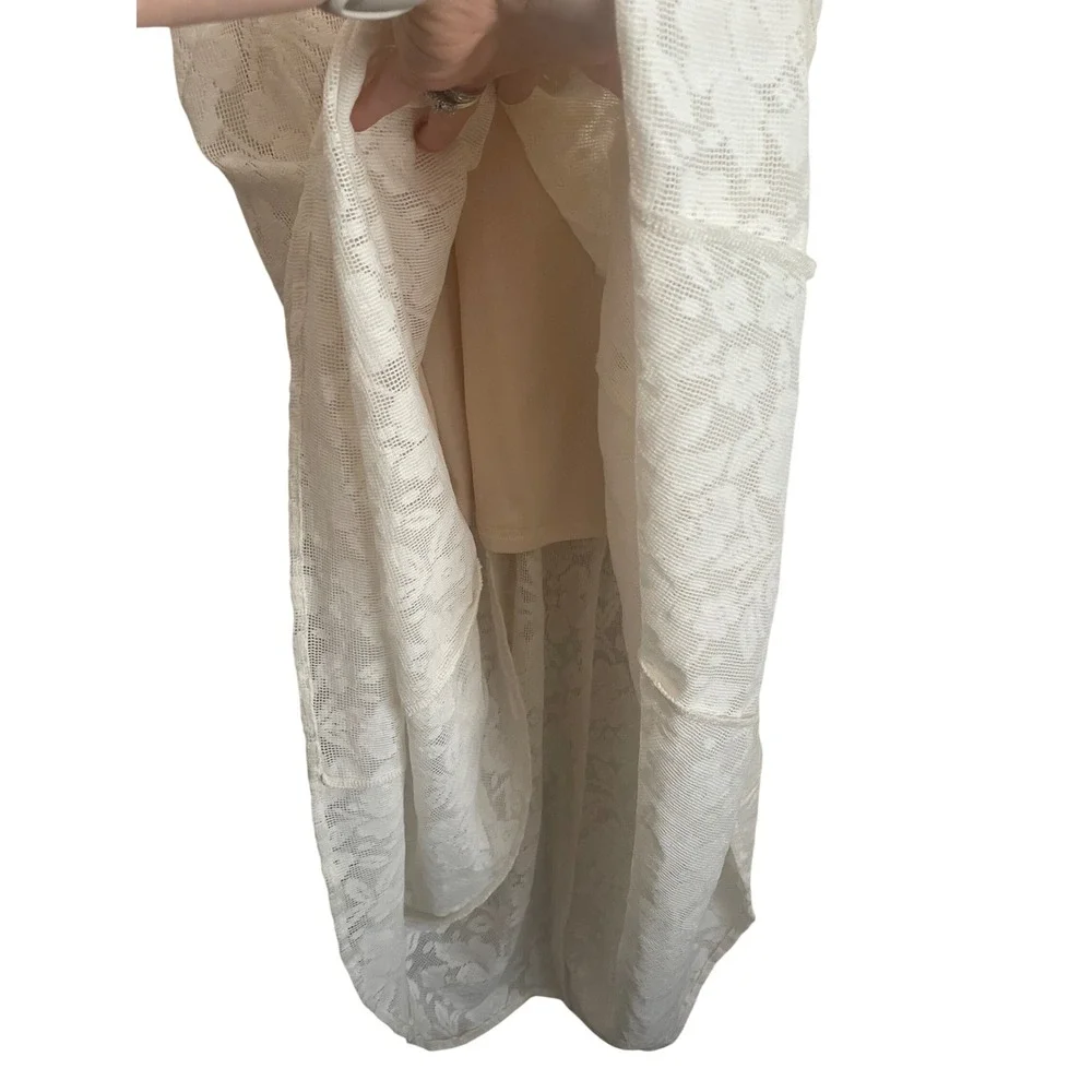 NWT Skies Are Blue Cream Sheer Floral Lace Crochet Maxi Dress Medium Boho Bridal - Picture 6 of 8